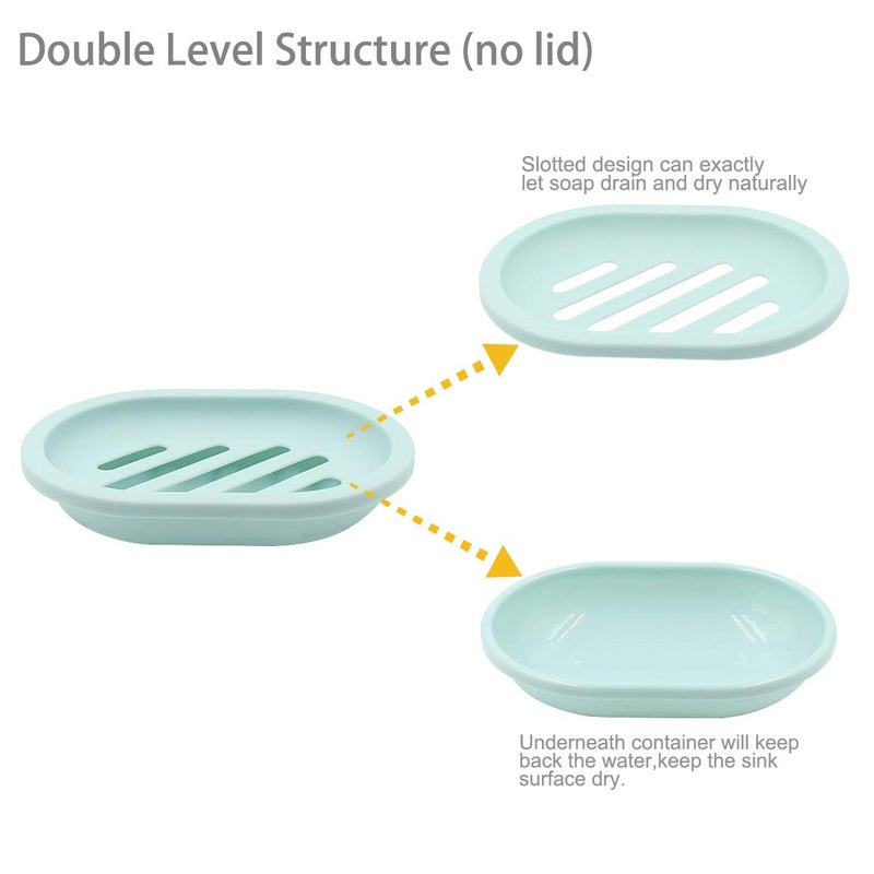 Topsky 2-Pack Soap Dish with Drain, Soap Holder, Soap Saver, Easy Cleaning, Dry, Stop Mushy Soap (Green) - Image 3